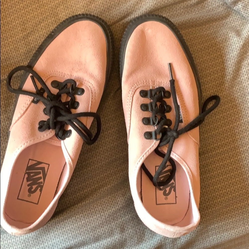 Vans Pink and Black Embossed Platform shoes